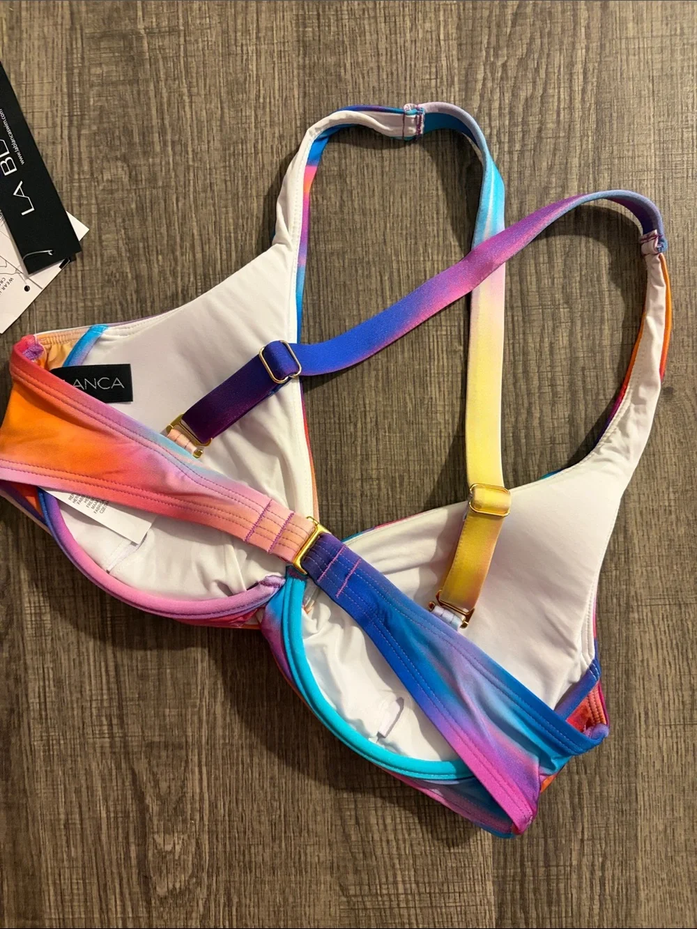 La Blanca Over The Shoulder Underwire Wrap Bikini Swimsuit Top Size 10